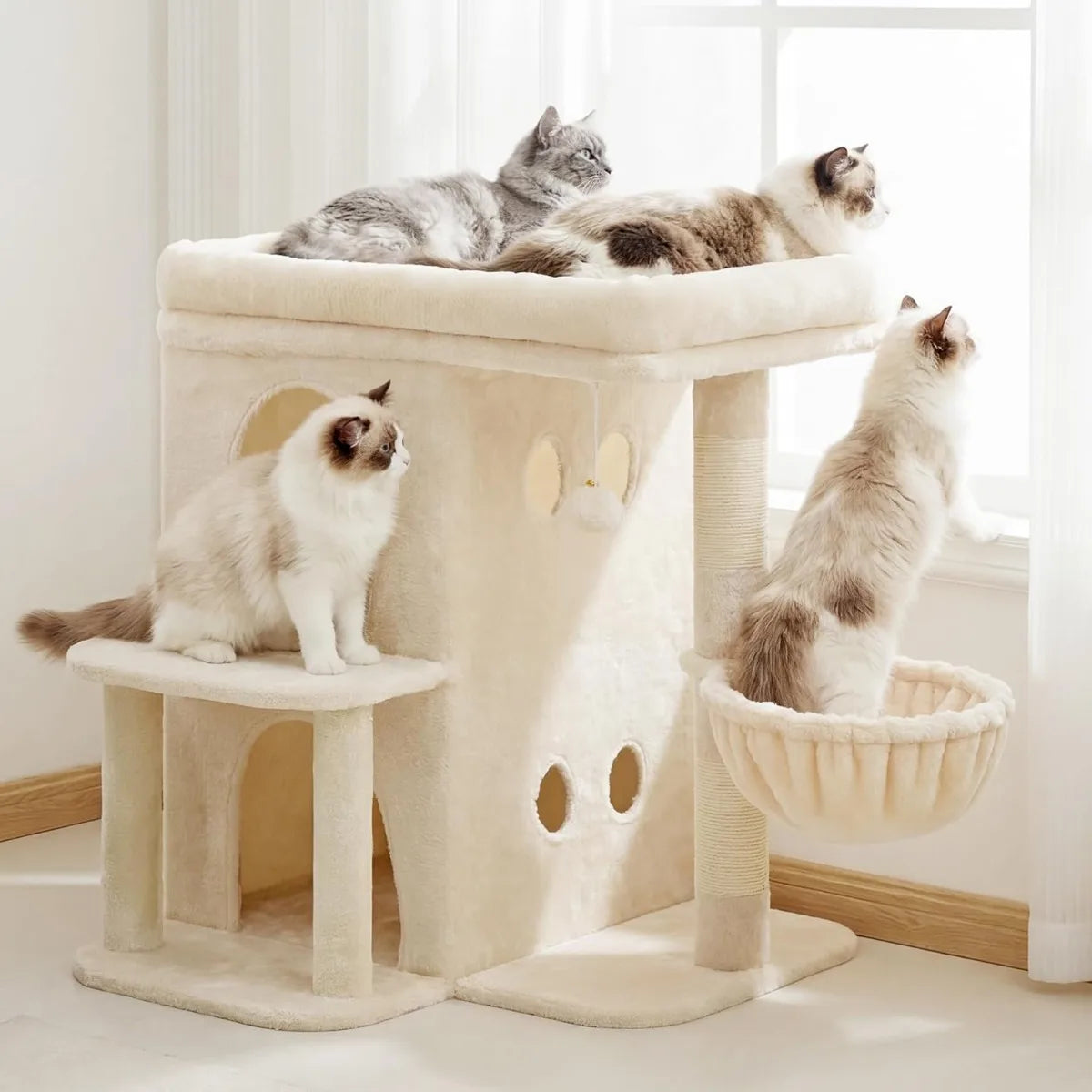 NBVCX Cat Tree Tower With Spacious Perch And Dual Condos