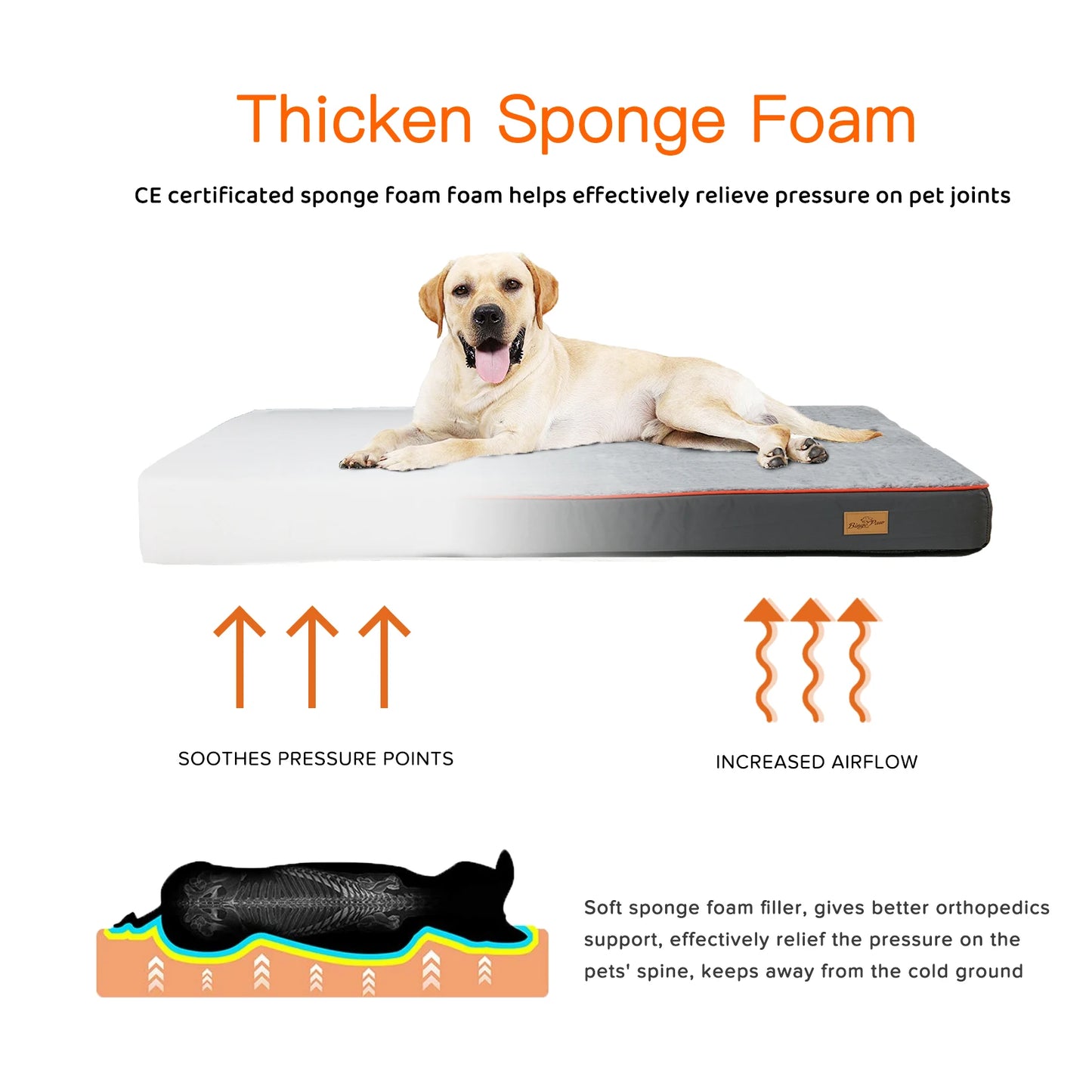 BINGOPAW Orthopedic Memory Foam Dog Bed With Washable Cover