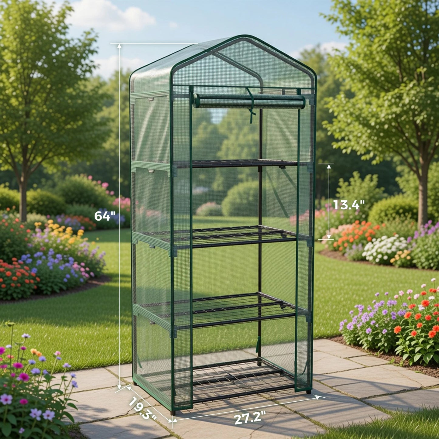 JHK Mini 30 IN Greenhouse for Outside Indoor Use Portable Green House Multi-Tier Plant Growing Rack with PE Cover for Outdoor