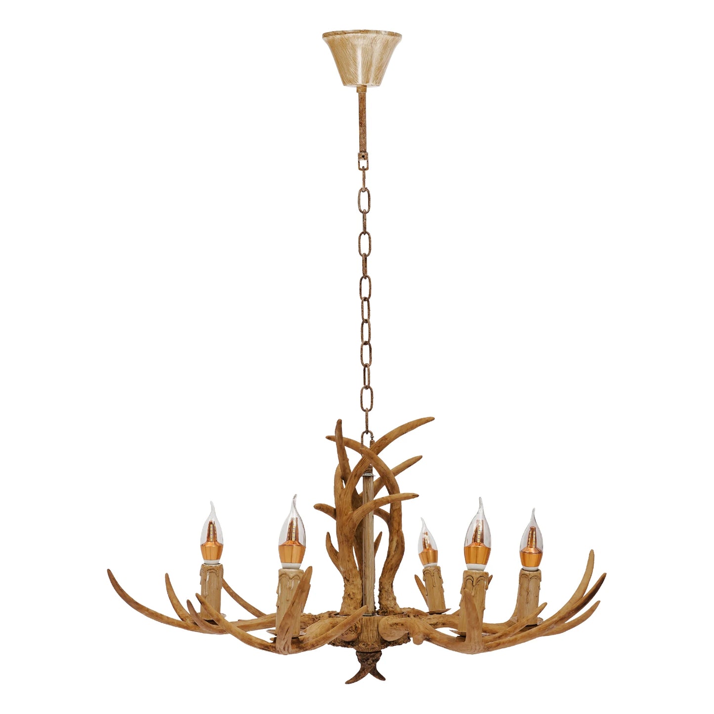 Adjustable Antler Chandelier Wood Pendant Light For Dining Rooms