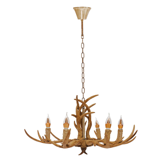 Adjustable Antler Chandelier Wood Pendant Light For Dining Rooms