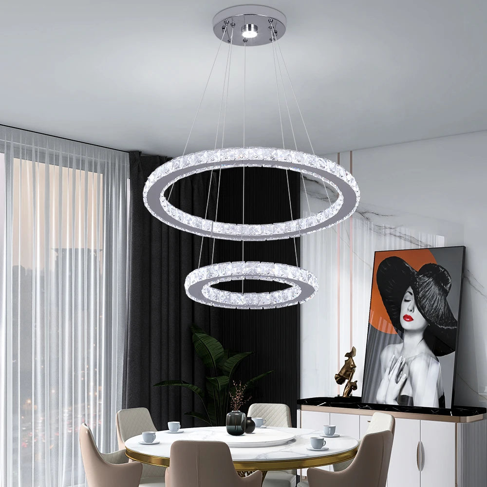 VETRULUS Crystal LED Modern Pendant Light Chandelier