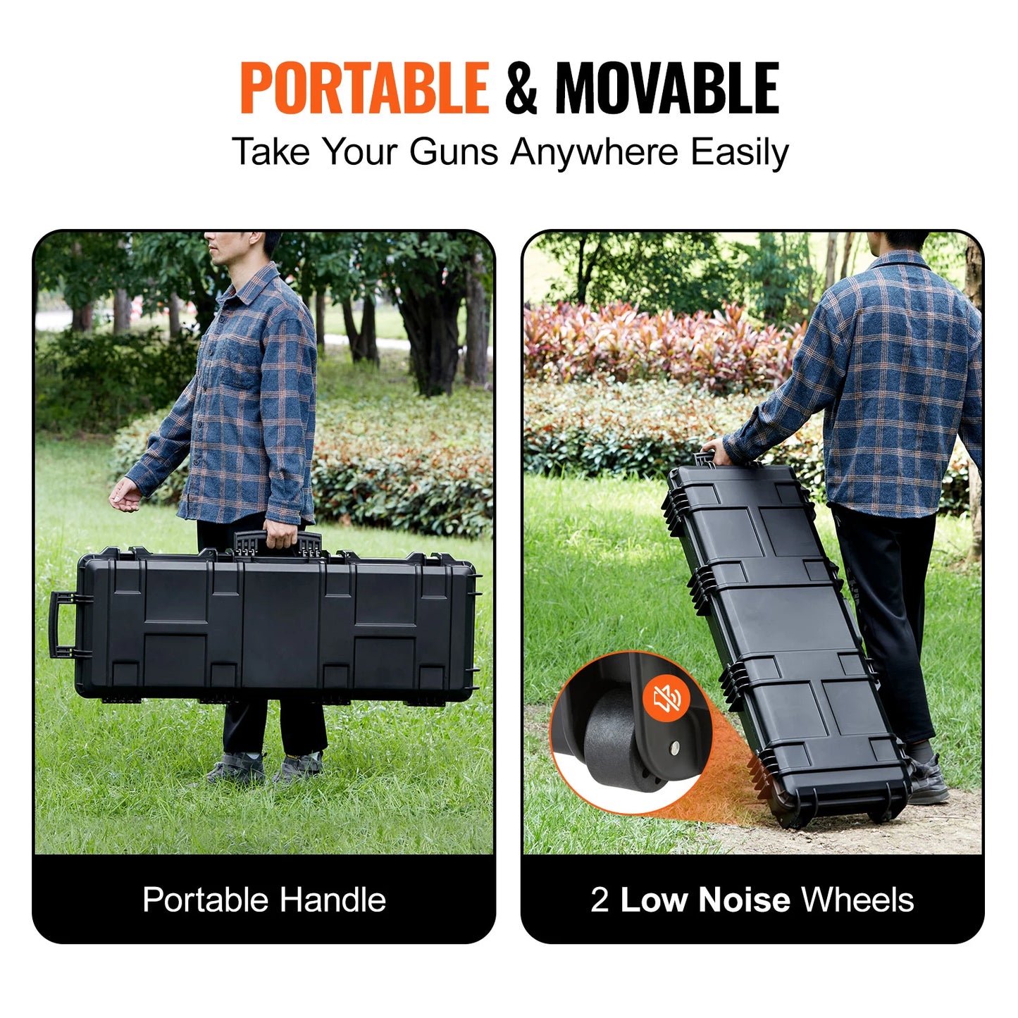 SucceBuy Rifle Hard Case Portable Long Gun Storage Suitcase with 2 Casters Shockproof & Waterproof Airsoft Rifle Protective Case