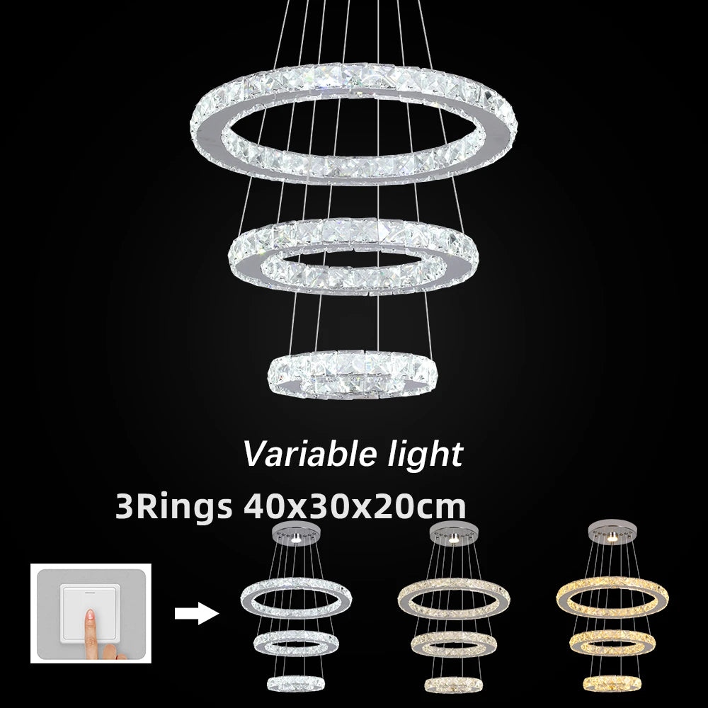 GreeLustr Crystal Chrome Led Pendant Light Chandelier Fixture