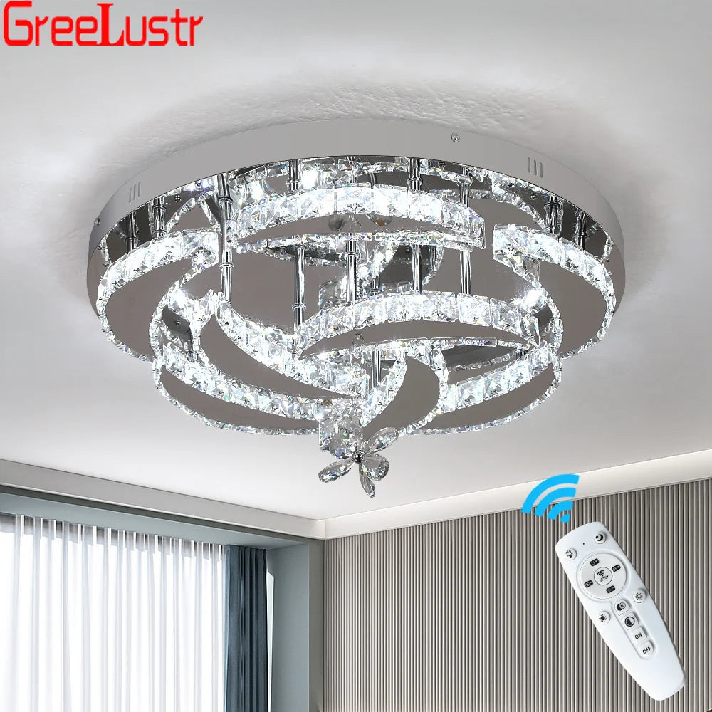 GreeLustr Flower Crystal Led Ceiling Pendant Lamp With Dimming