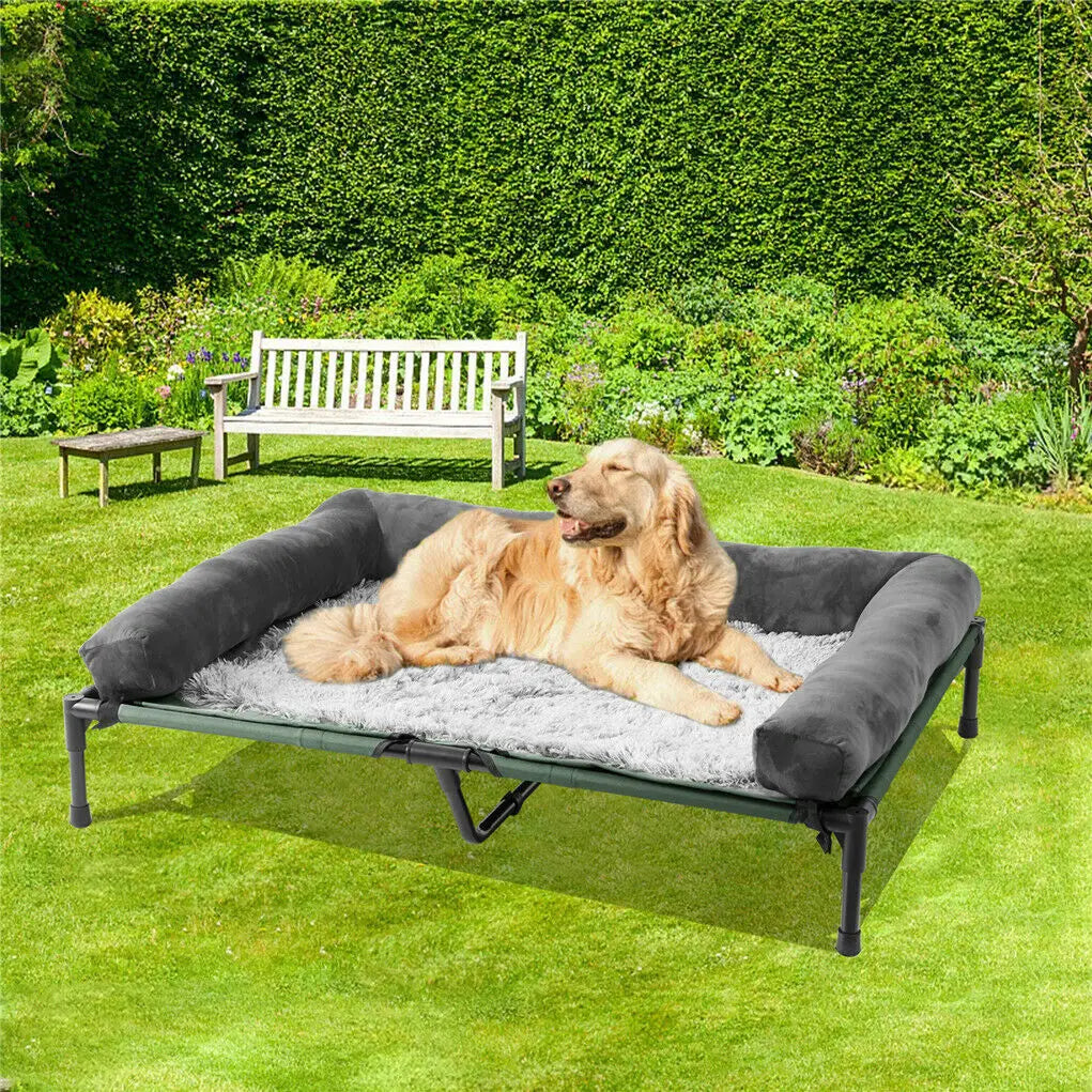Bingopaw Elevated Pet Lounger Bed With Detachable Bolster