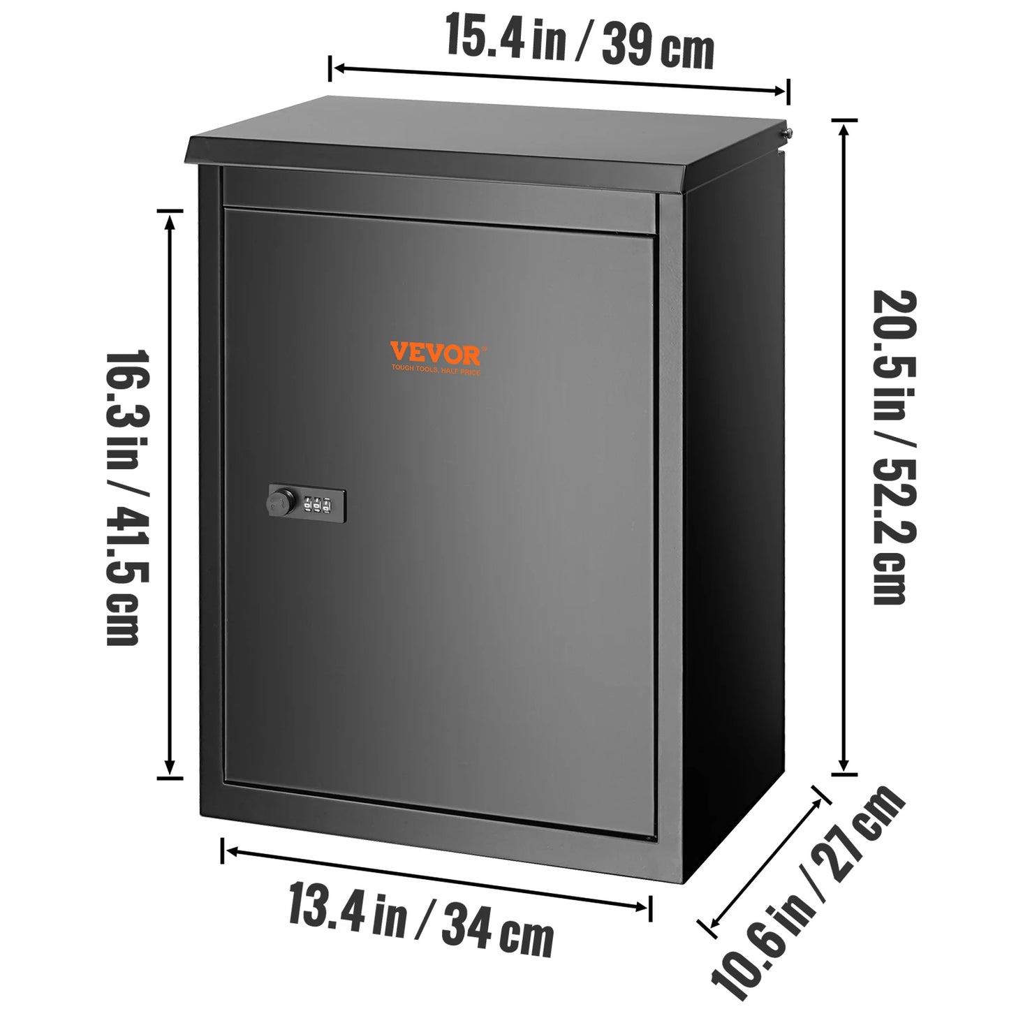 SucceBuy Wall Mounted Anti-theft Mailbox IPX3 Waterproof Package Delivery Box for Outside Large Storage locking Mailbox for Home
