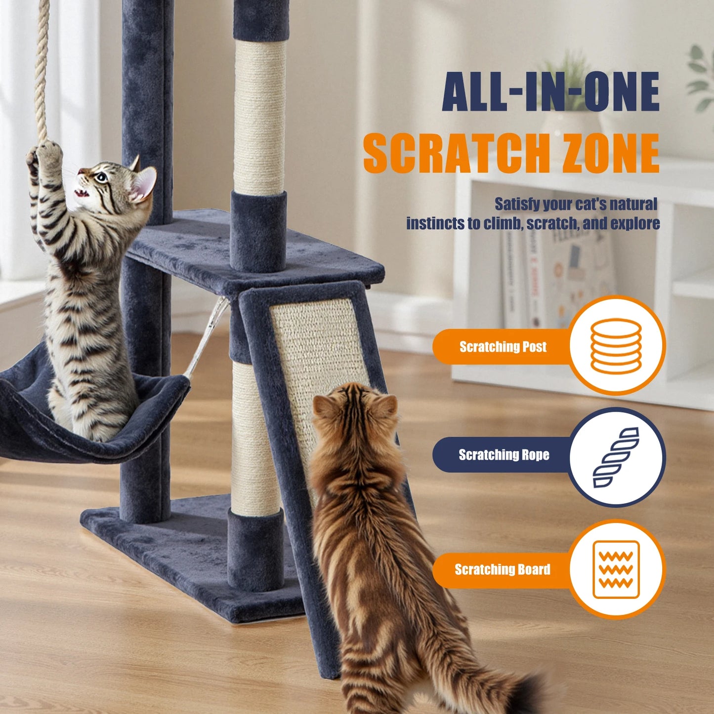 JHK Cat Tree Tower For Indoor Cats With Sisal Posts