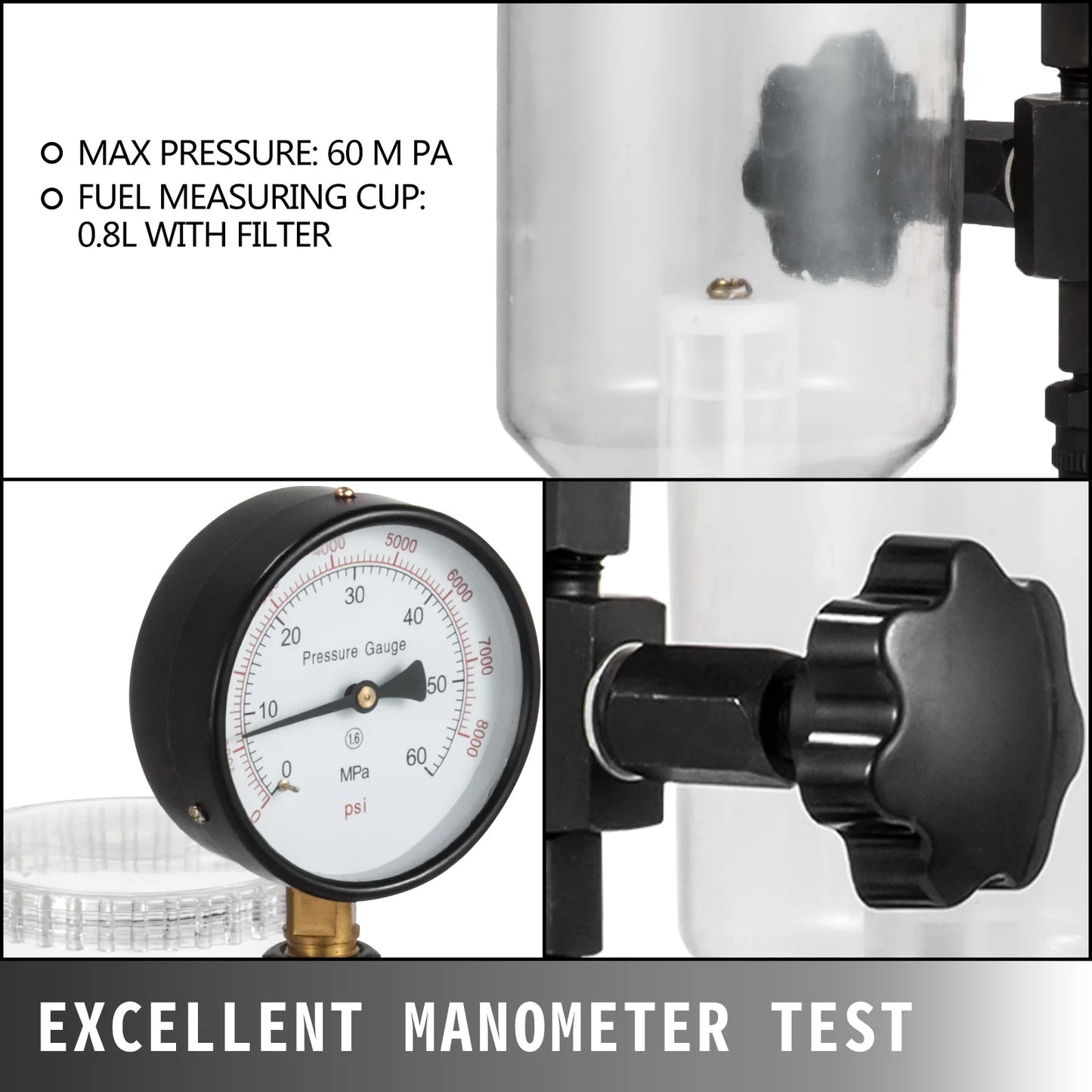 SucceBuy Diesel Injector Nozzles Tester With Dual Scale Gauge 60MPa