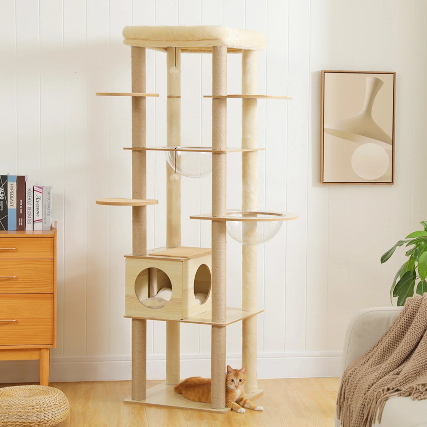 PAWZ Ro Multi-Level Cat Tree Indoor Wood Tower Deluxe