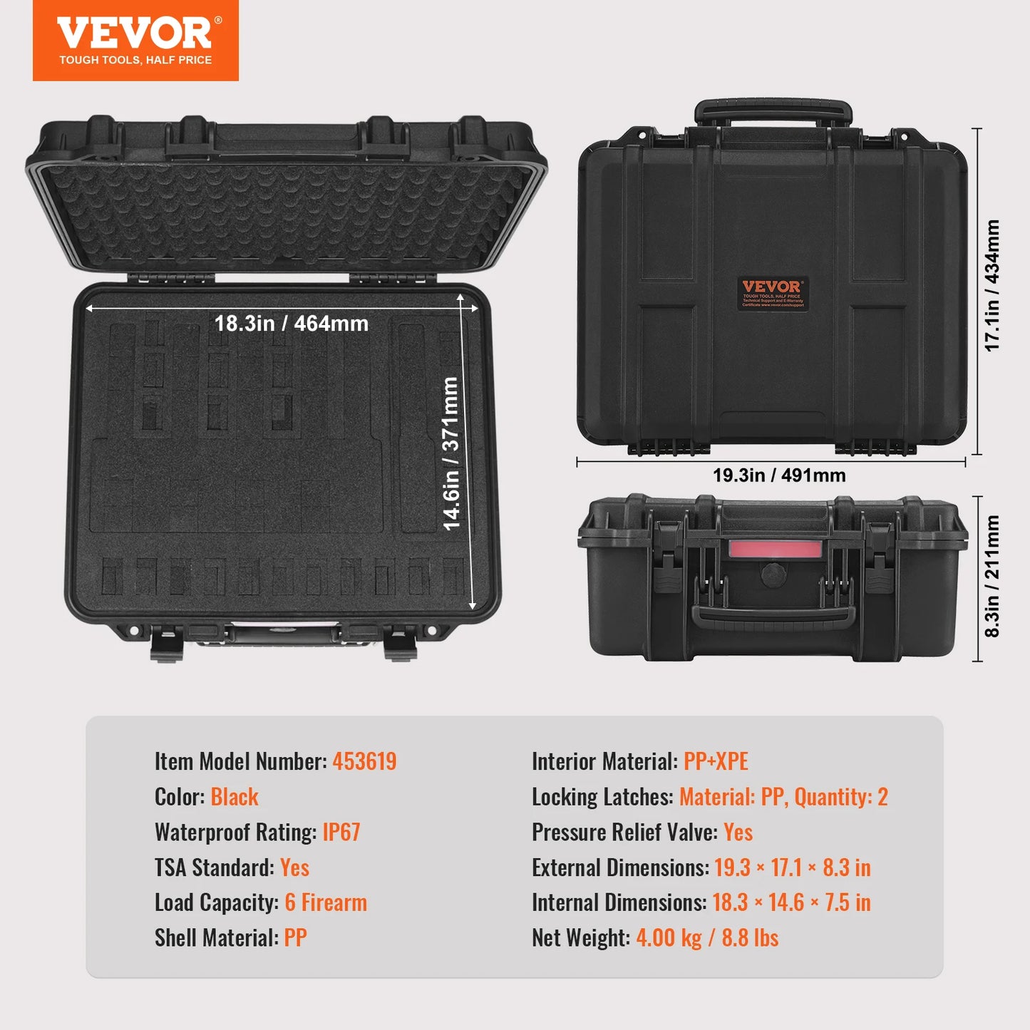 SucceBuy Hard Pistol Cases w/ Pre-cut PU Foam Lining Waterproof Dustproof Hard Gun Case for 1/2/5/6 Pistol Lockable Pistol Case