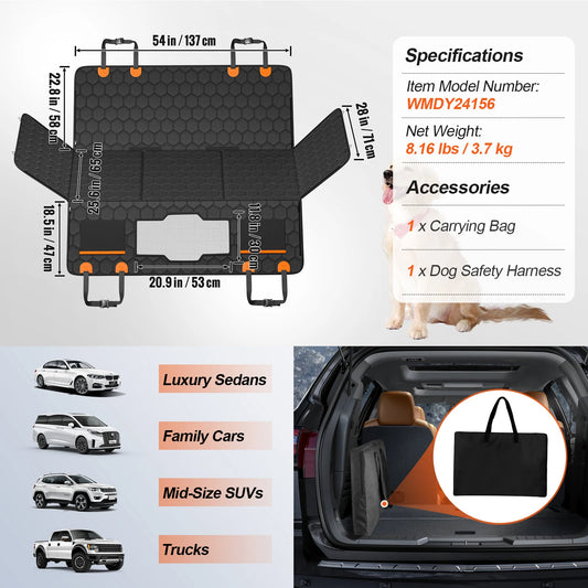 SucceBuy Back Seat Extender Dog Car Hammock With Mesh Window Storage Pocket