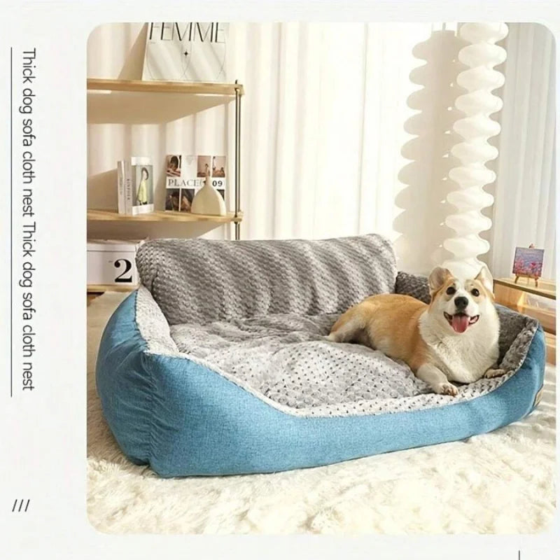Cozy Cotton Dog Bed And All Season Plaid Polyester Mat