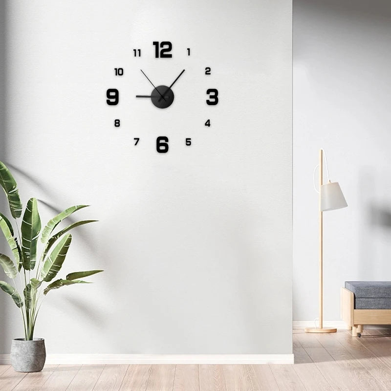 NONE Frameless DIY Wall Clock Wall Decal Living Room