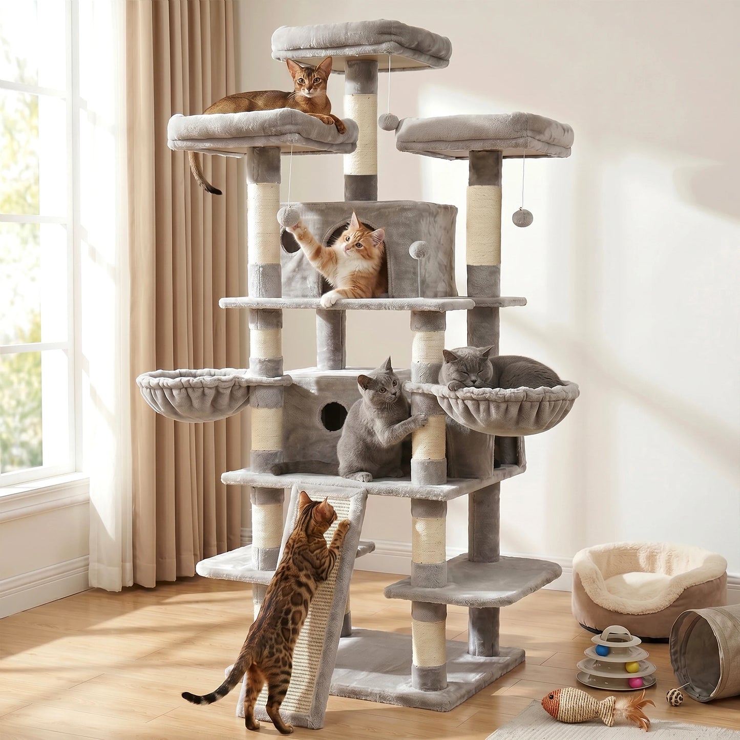 FOOWIN Large Multi Level Cat Tree With Condos And Perches