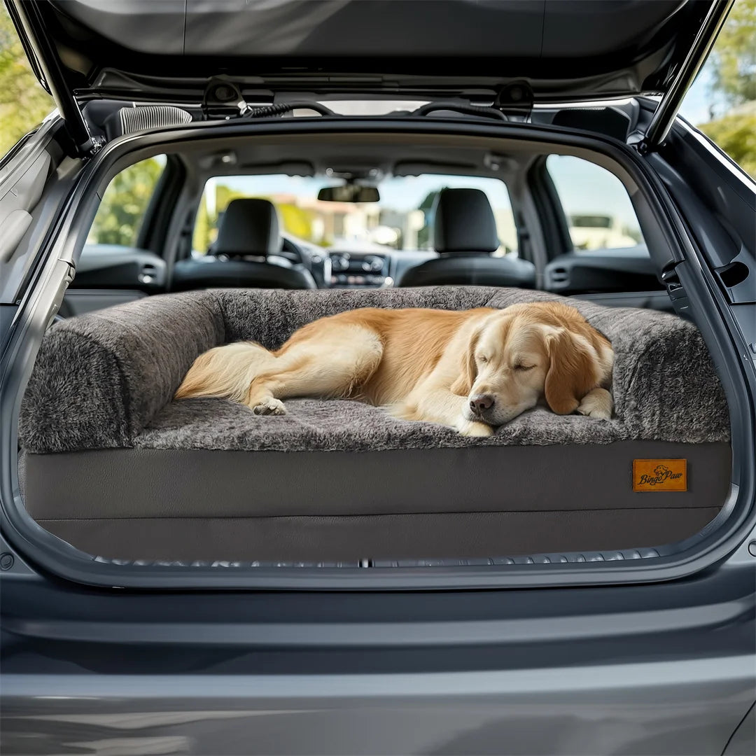 Bingopaw Giant Foldable Calming Dog Bed With Plush Removable Cover