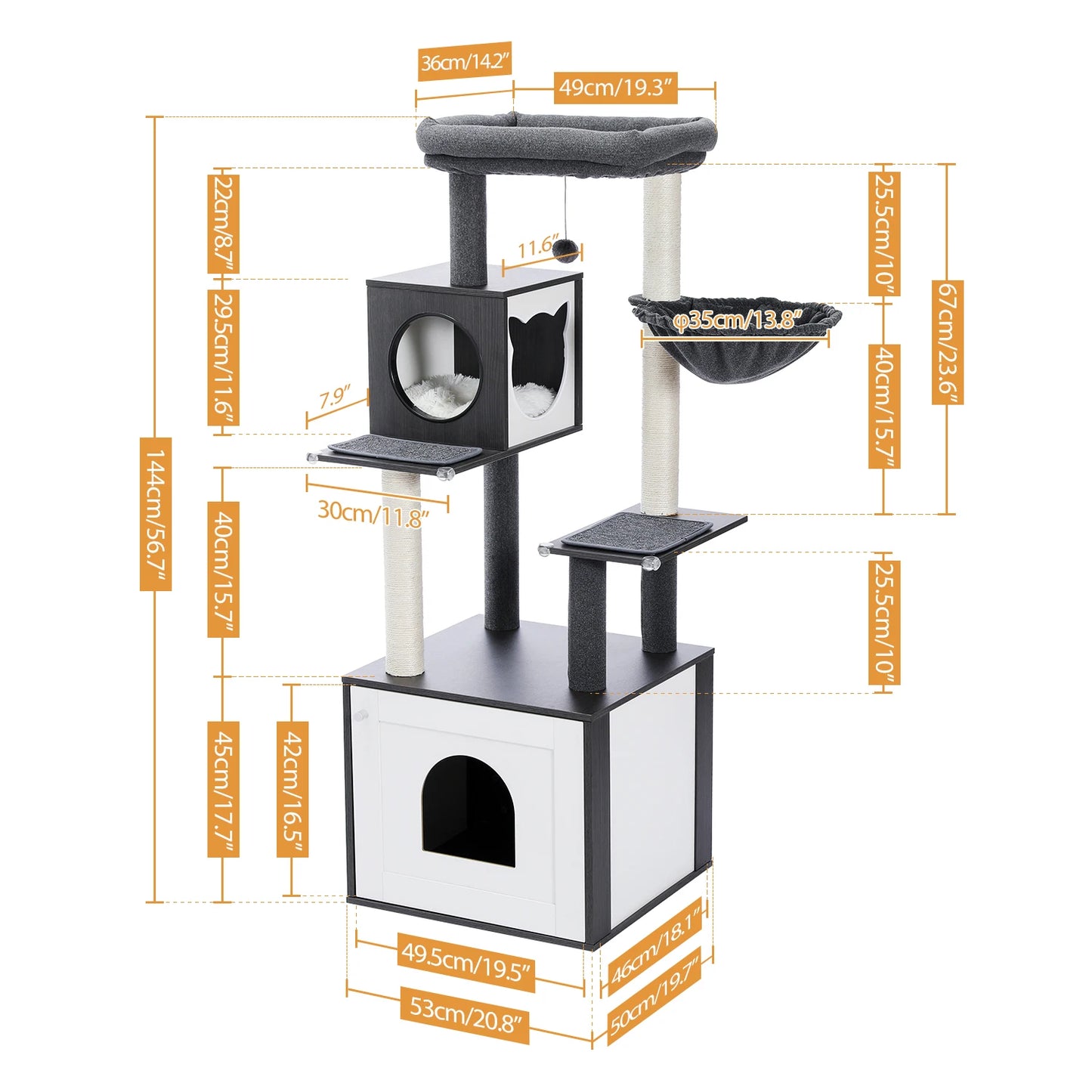 PAWZ Ro Multi-Level Cat Tree Indoor Wood Tower Deluxe