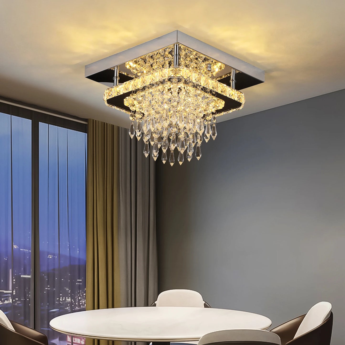 VETRULUS Modern Crystal LED Chandelier Ceiling Light Pendant Fixture