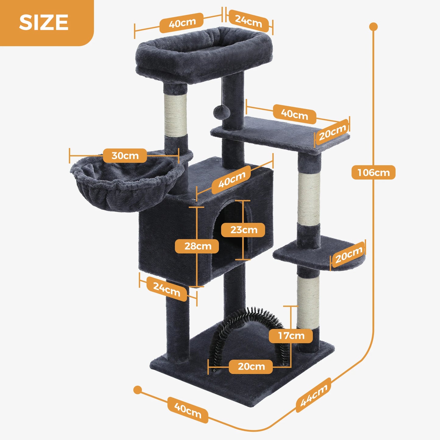 PAWZ Road Multi Level Cat Tree Tower With Sisal Scratching Posts