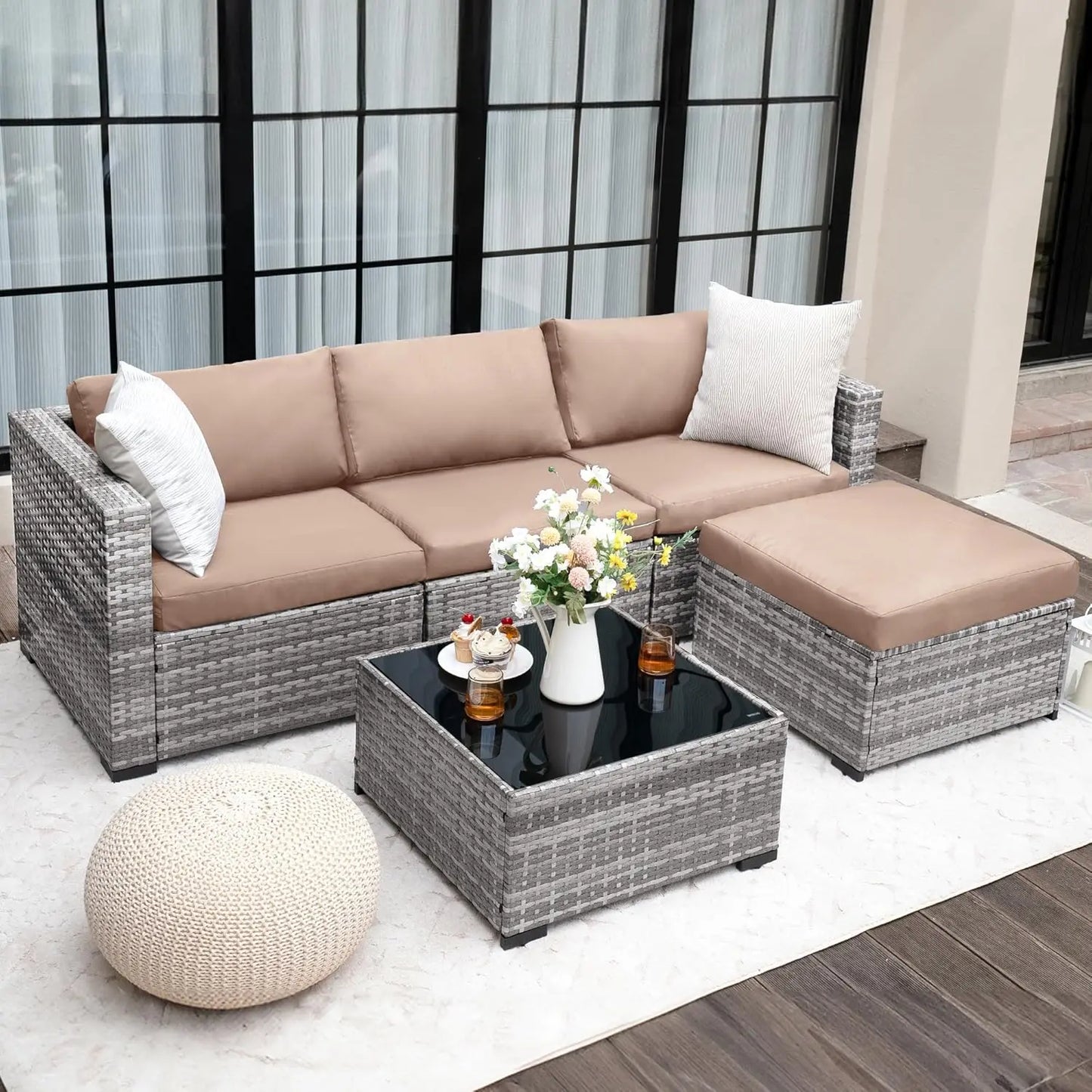 Patio Sofa Set Outdoor Sectional Modular Design All Weather