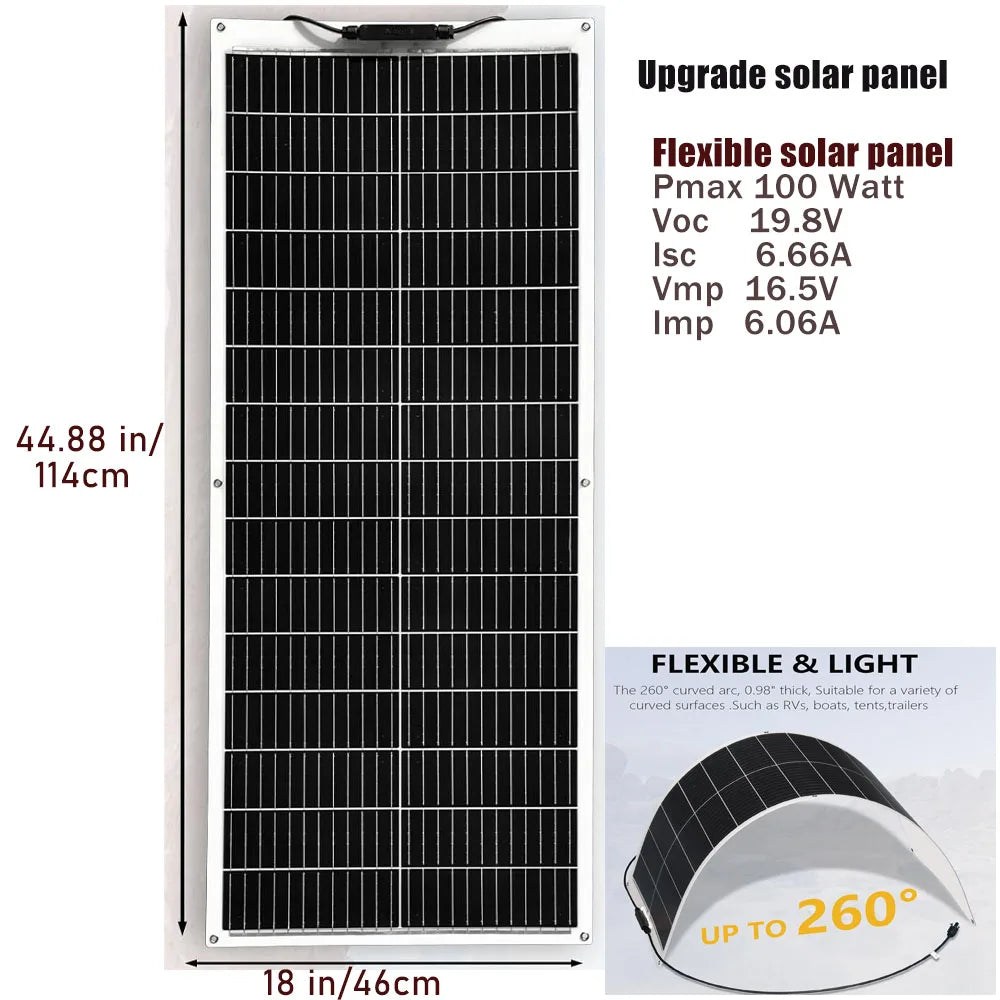 BOGUANG Flexible 100W Monocrystalline Solar Panel 12V 24V Battery