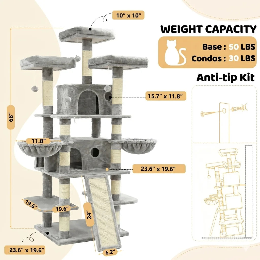 FOOWIN Large Multi Level Cat Tree With Condos And Perches