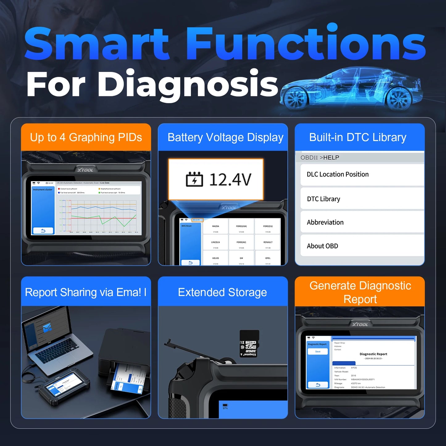 XTOOL D6 V2.0 All System Diagnostic Tools OBD2 Scanner