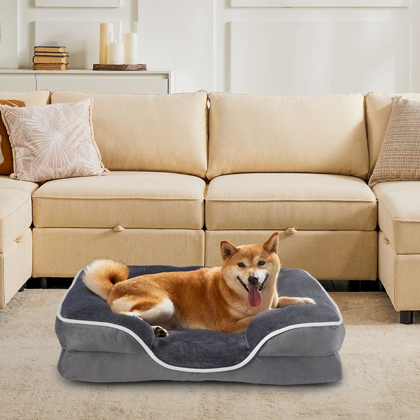 JHK Orthopedic Memory Foam Dog Cat Bed With Removable Cover
