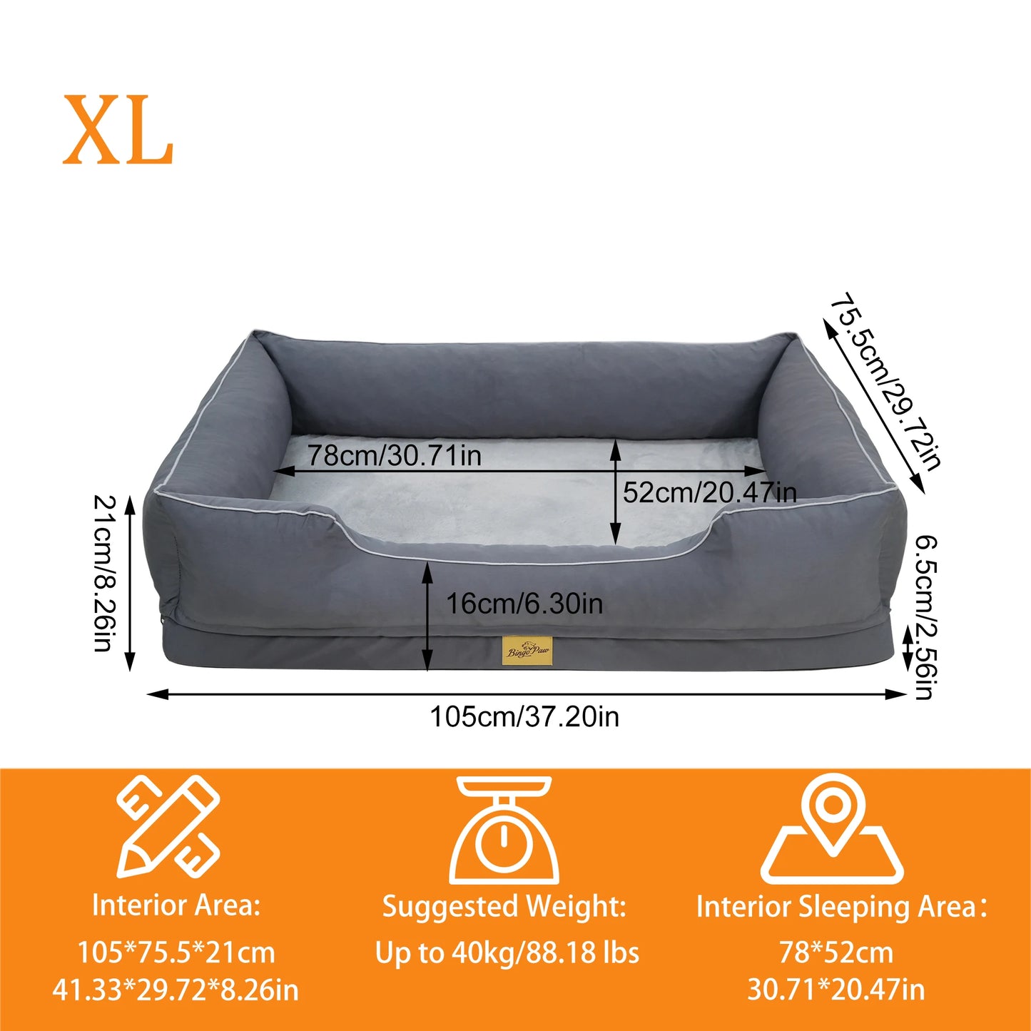 BINGOPAW Orthopedic Rectangular Dog Bed With Washable Removable Cover