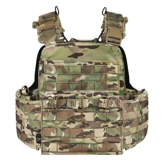 KRYDEX 500D CPC Heavy Duty Tactical Vest Modular MOLLE Plate Carrier Vest with Magazine & Radio Pouch for Combat Hunting Outdoor