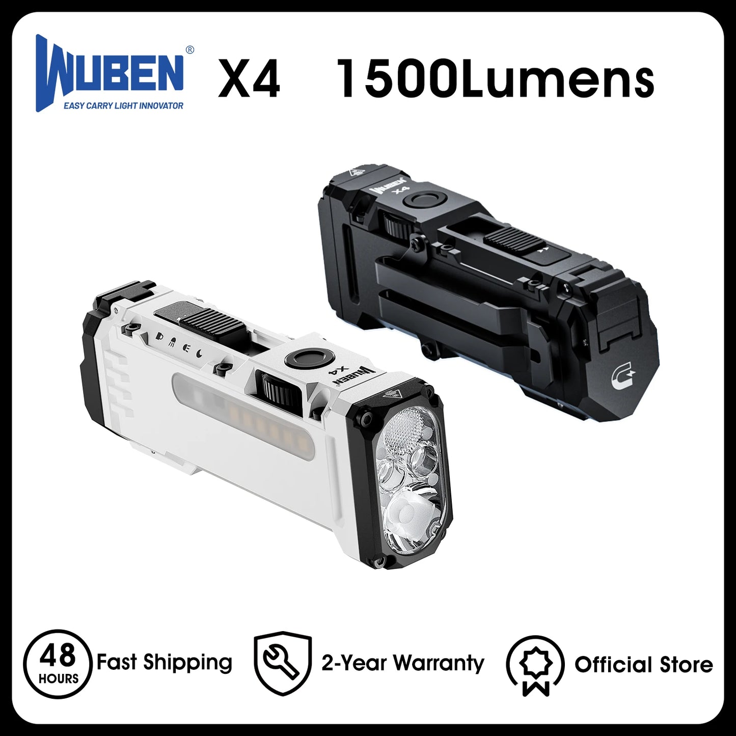 WUBEN X4 EDC Flat Flashlight RGB 1600 Lumens Magnetic IP68