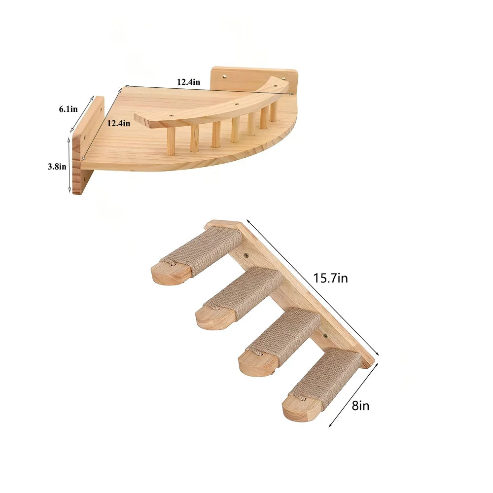 CWV Corner Hammock Cat Tree With Steps Wall Mount Furniture