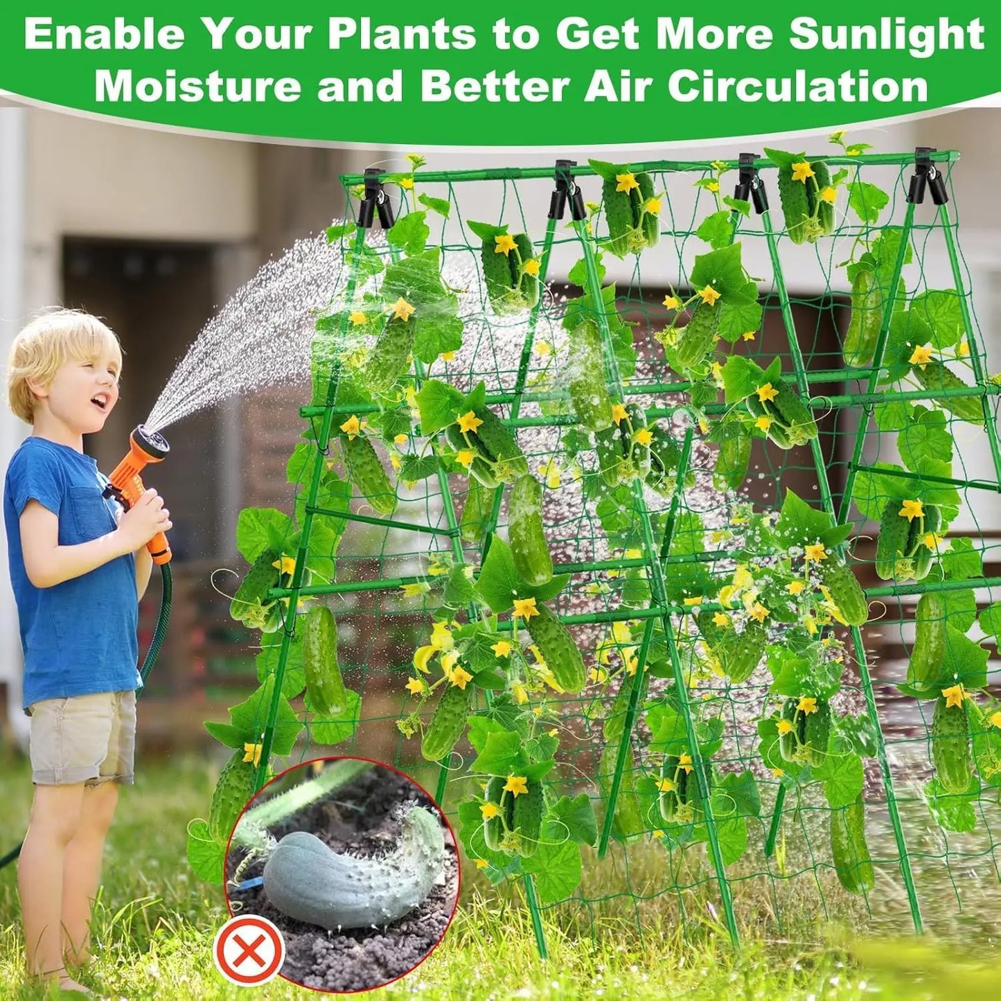 Raised Bed Trellis, 4x4 ft Metal A-Frame Garden Trellis with Netting, Outdoor Support for Climbing Vegetables Tomatoes Cucumbers