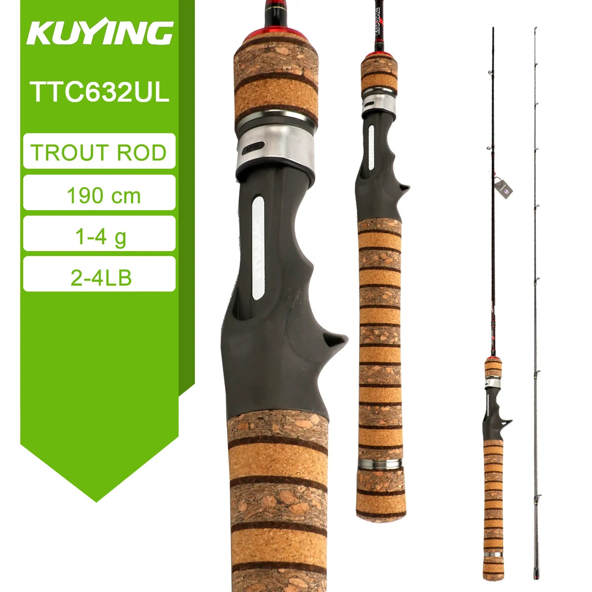 Kuying Teton Spinning Casting Rod BFS Pole Carbon 0.8-8g 1-8lb