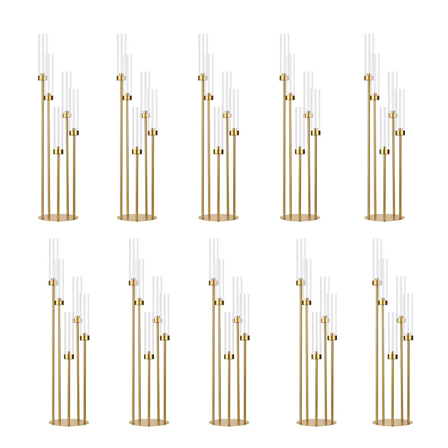 VINCIGANT Five Arm Floor Candelabra With Acrylic Lampshade For Weddings