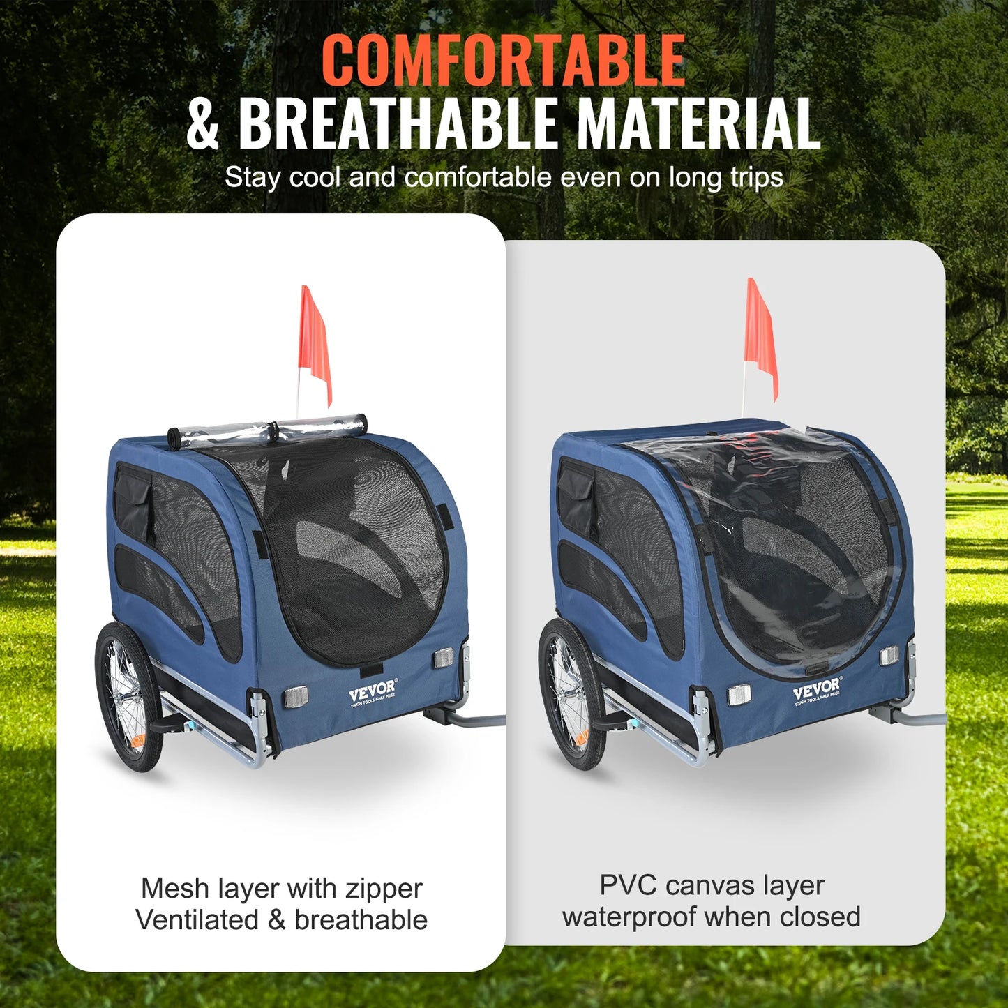 Dog Bike Trailer With Reflectors Collapsible For Travel