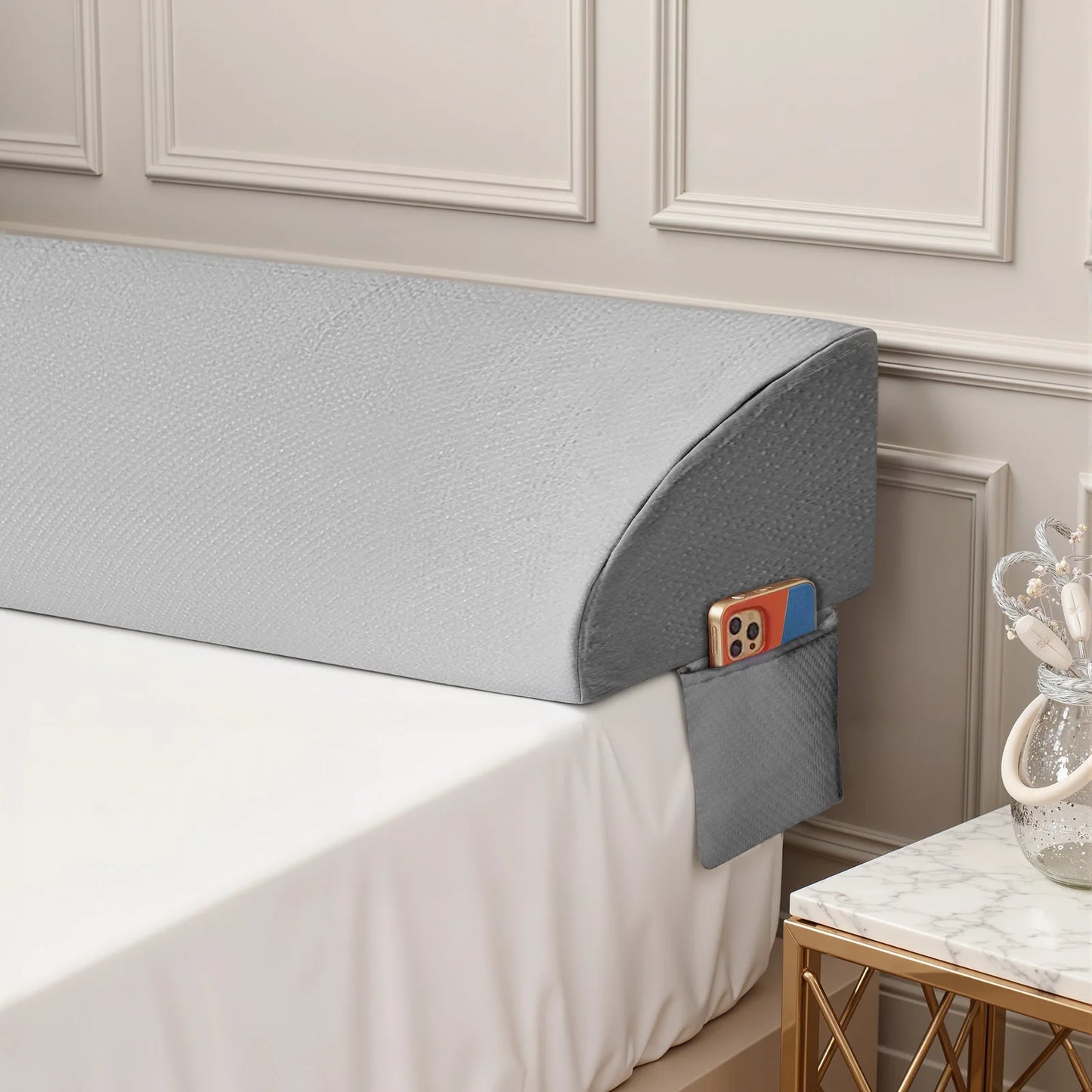 JHK Ventilated Memory Foam Headboard Wedge Pillow For Neck Support