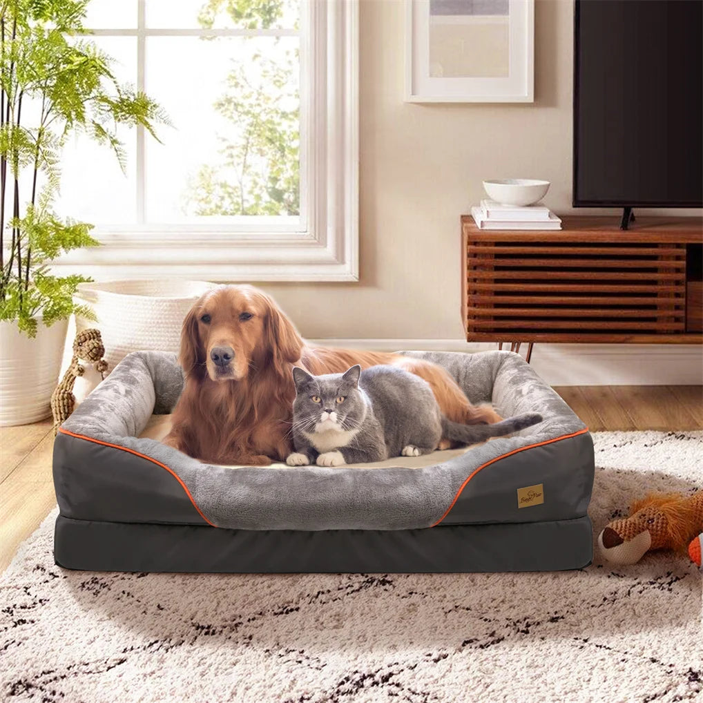Borwart Orthopedic Memory Foam Dog Bed With Waterproof Removable Cover