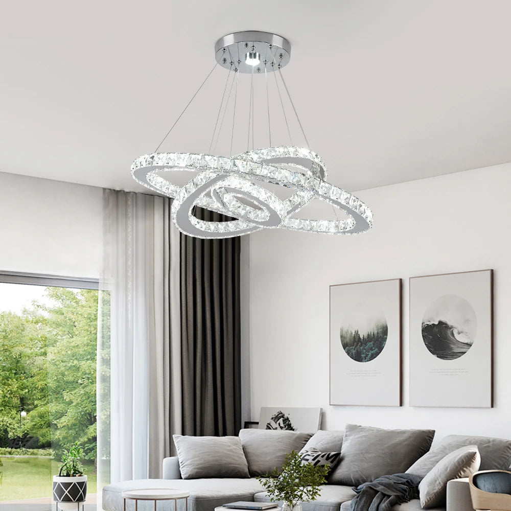 GreeLustr Luxury Crystal Pendant Light Chandelier With Dimmable LED