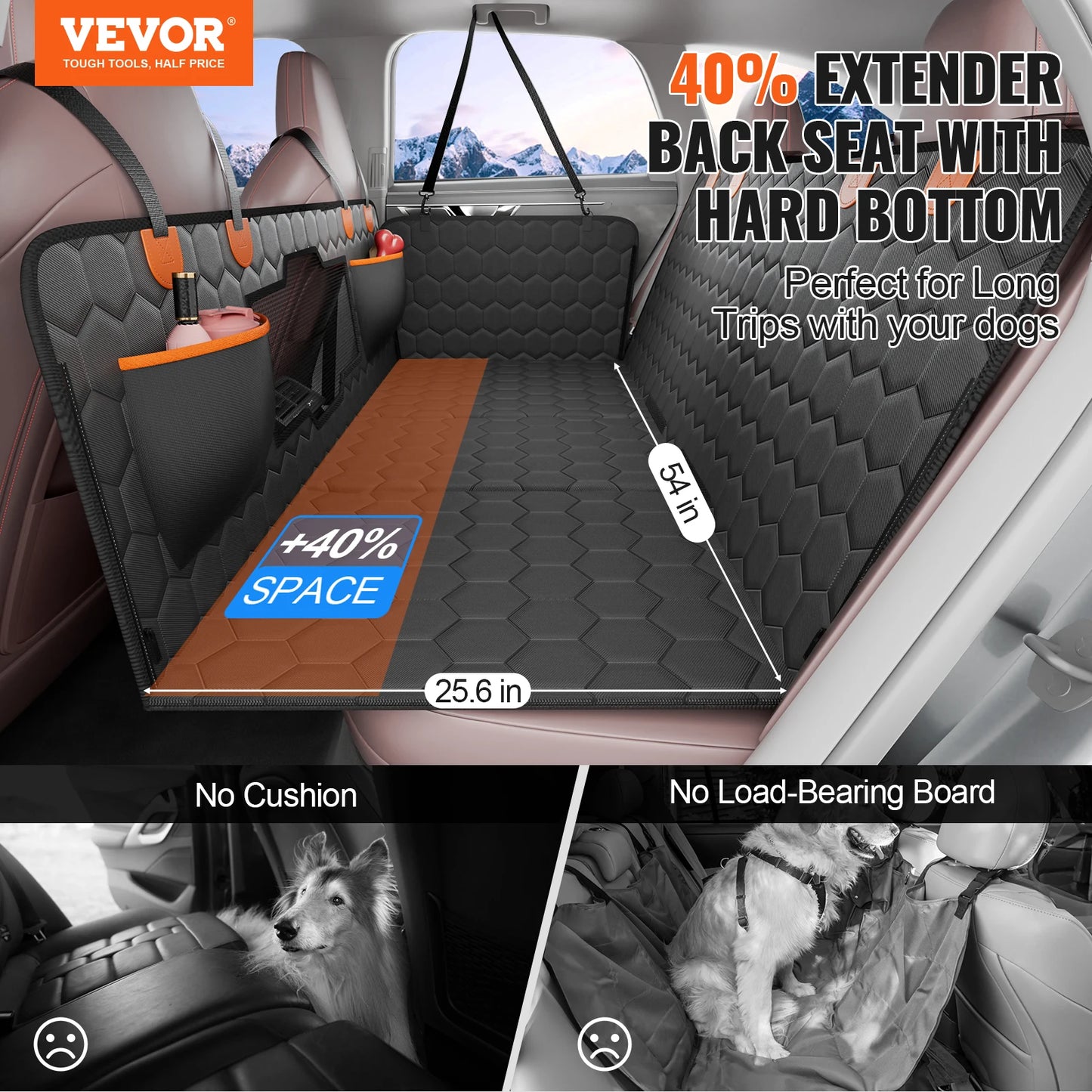 SucceBuy Back Seat Extender Dog Car Hammock With Mesh Window Storage Pocket