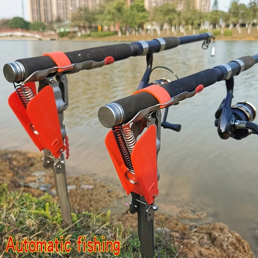 Automatic Spring Fishing Rod Holder 1 Pack, Fishing Rod Holder, Fishing Rod Holder Automatic Spring Flip Hook, Stainless Steel
