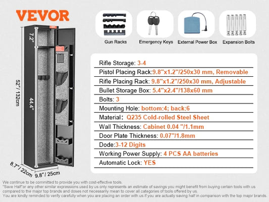 SucceBuy Gun Safe Cabinet With Digital Keypad And Removable Shelf