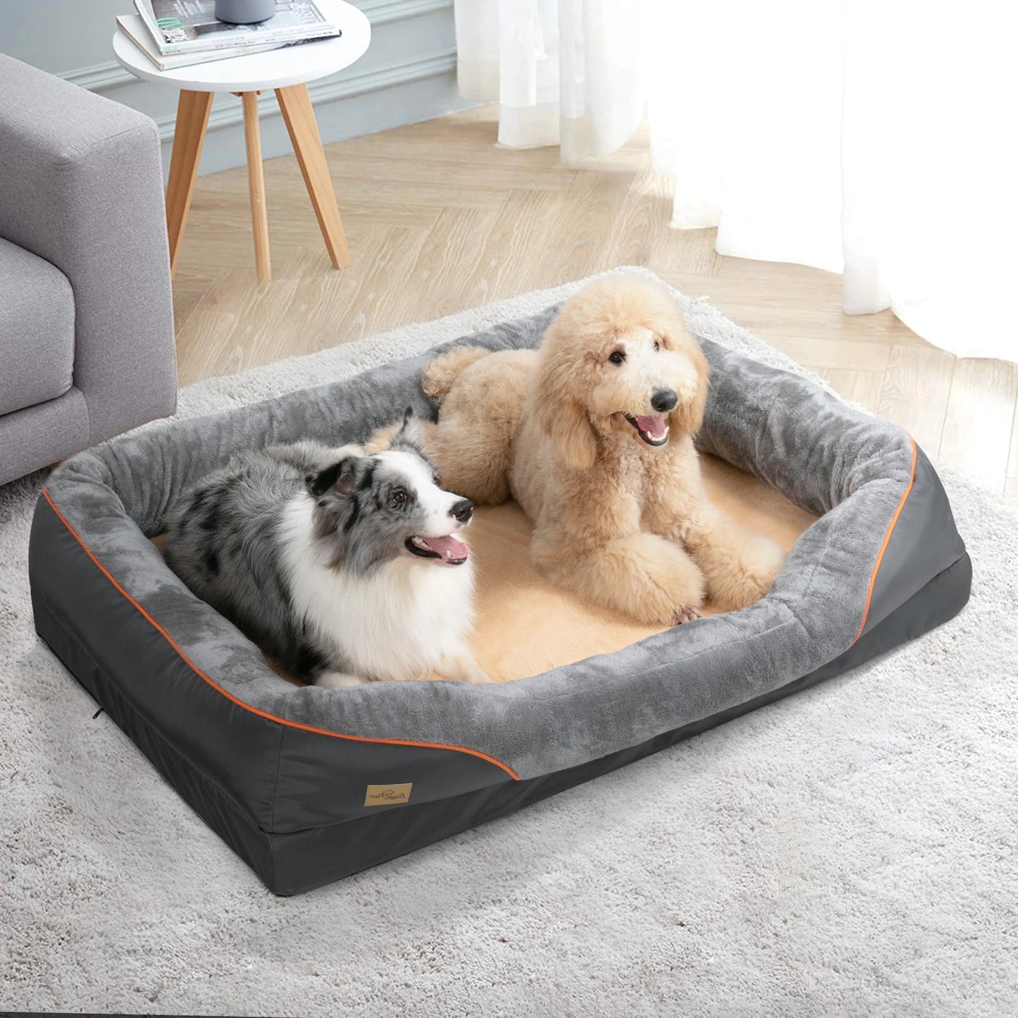 BINGOPAW Large Dog Bed With Anti Allergy Fleece Removable Cover Waterproof