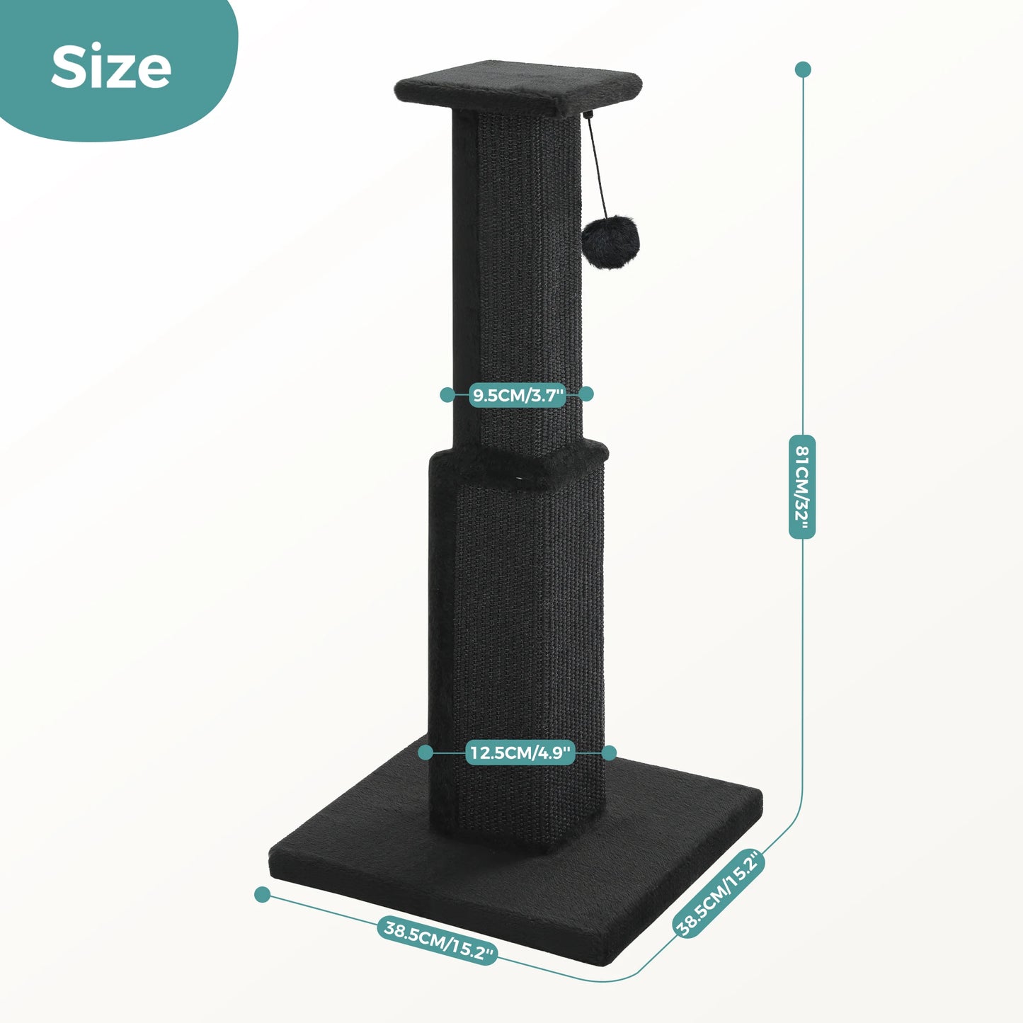 PAWZ Road Cat Scratching Post Indoor Tall With Dangling Sisal Ball