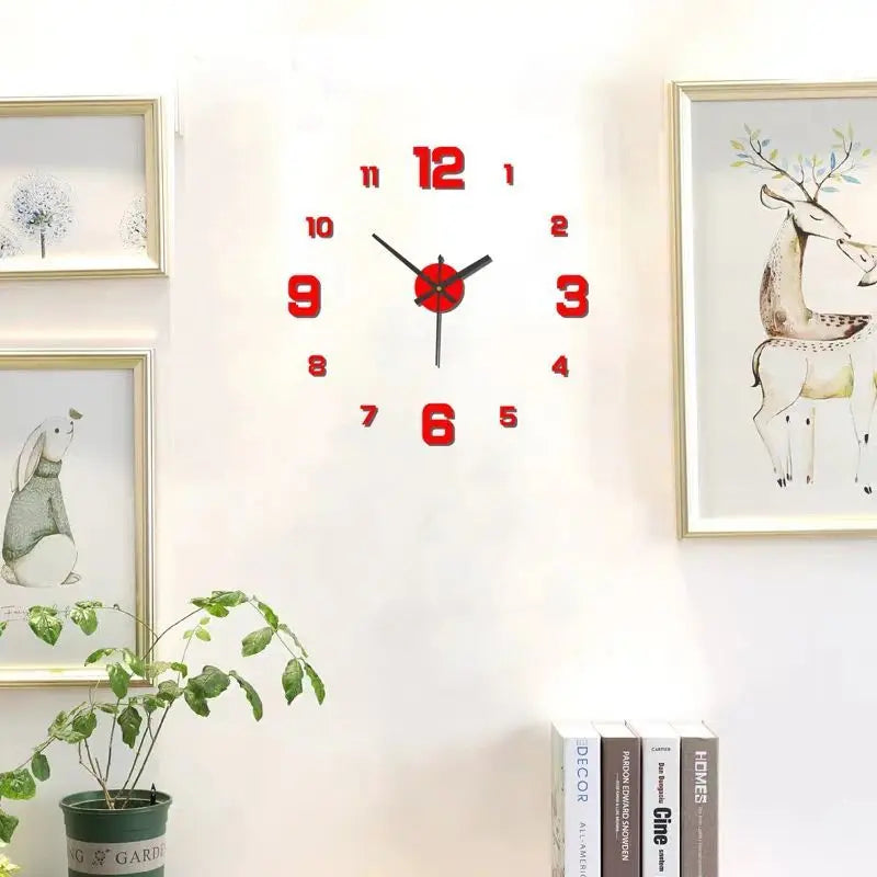 NONE Frameless DIY Wall Clock Wall Decal Living Room