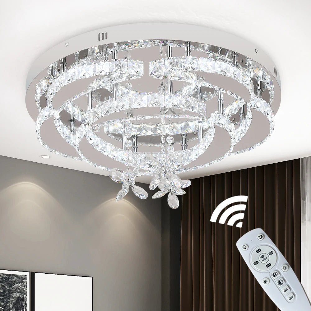 VETRULUS Modern Crystal LED Chandelier Ceiling Light For Living Room