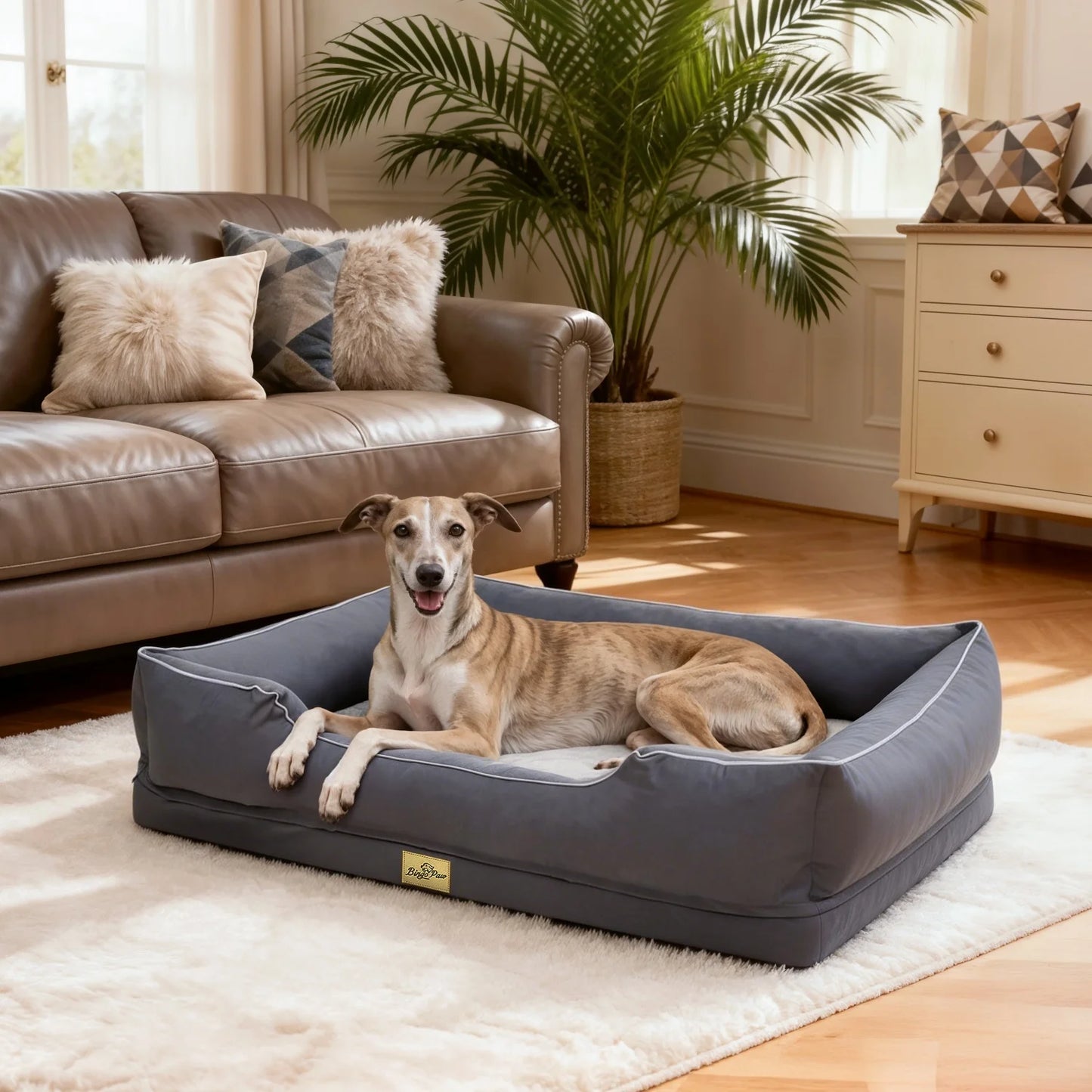 Bingopaw Orthopedic Dog Bed With Oxford Bolster Foam Base And Removable Cover