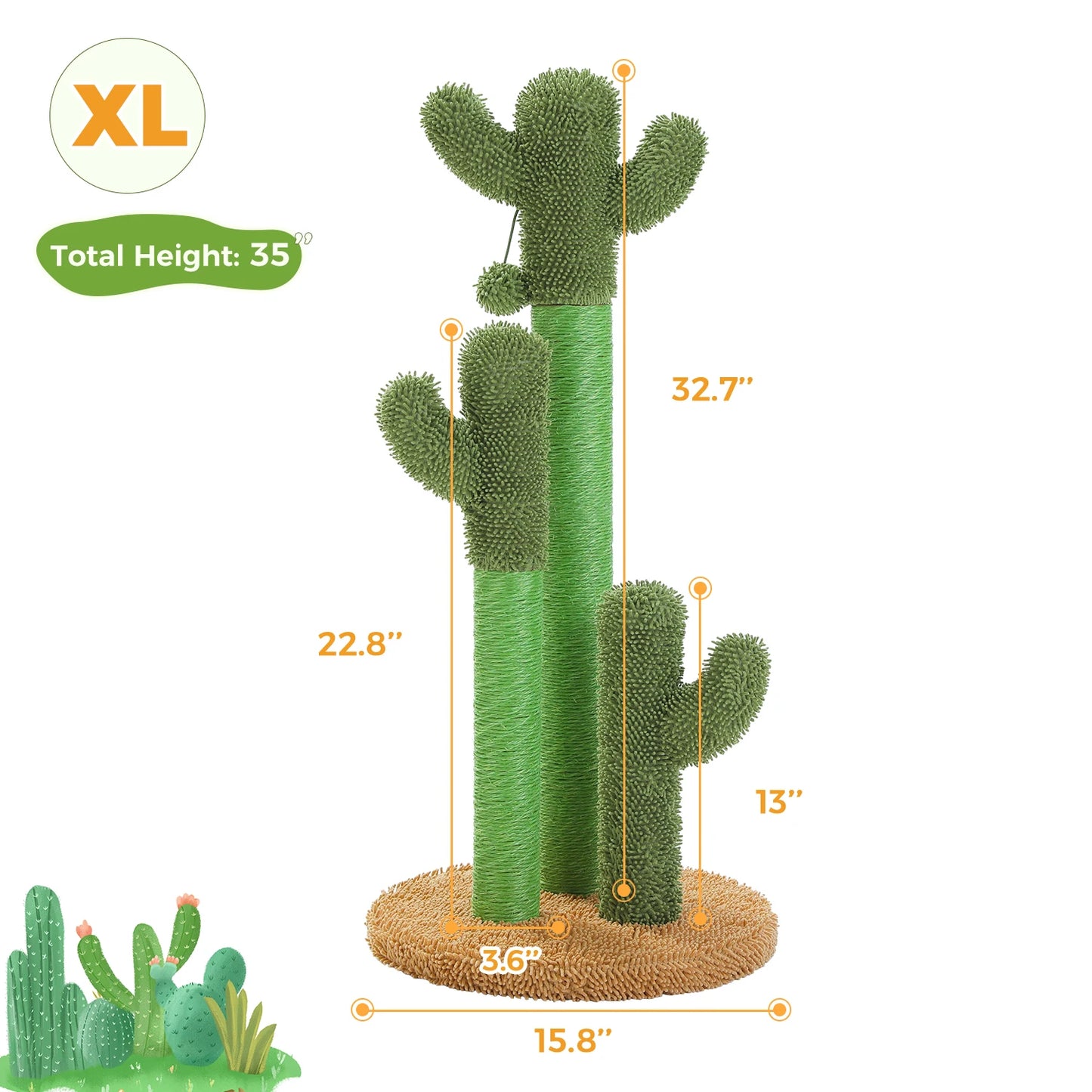 PEQULTI Cactus Cat Tree With Cozy Condo And Hammock