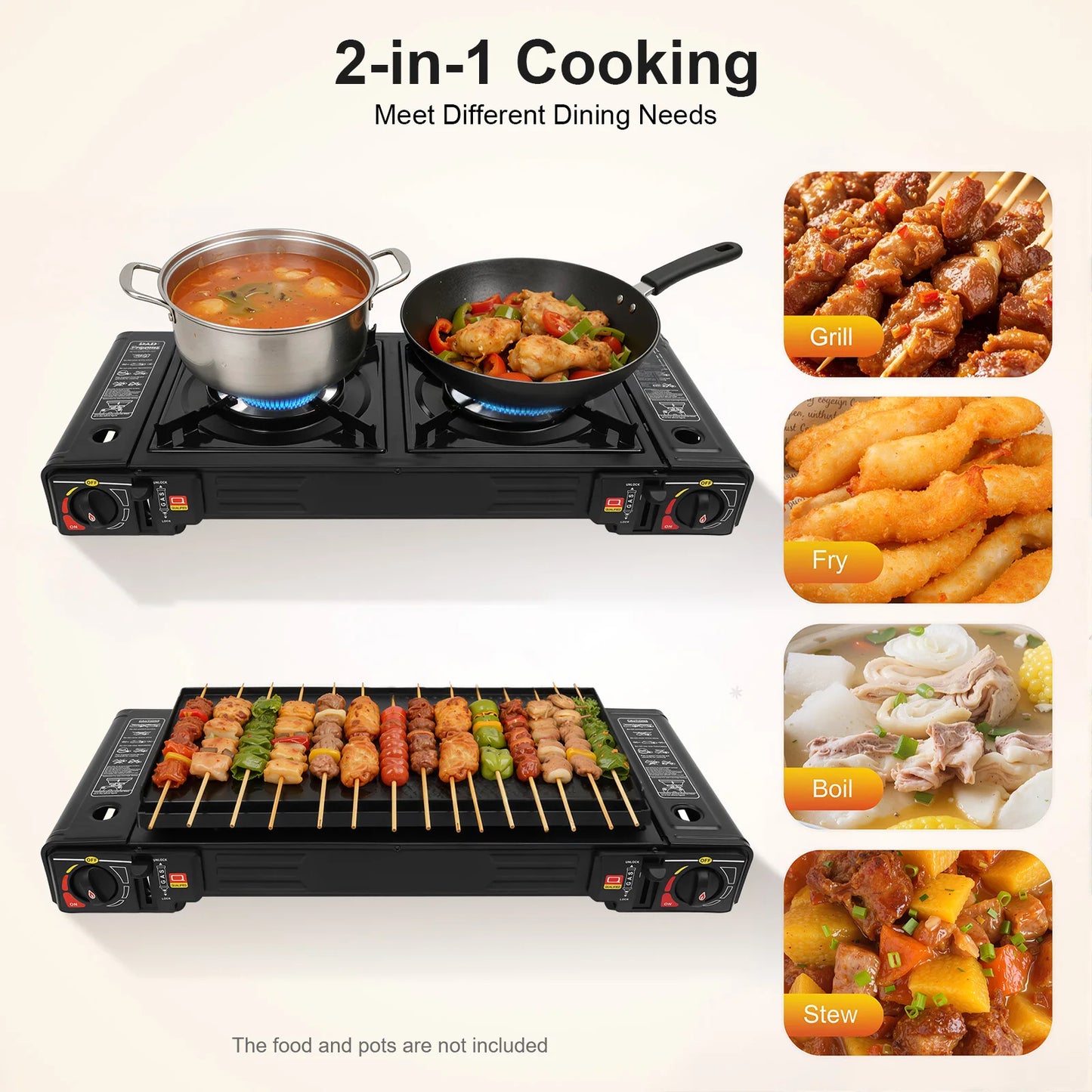 Portable Camping Stove Two Burner With Baking Tray And Case