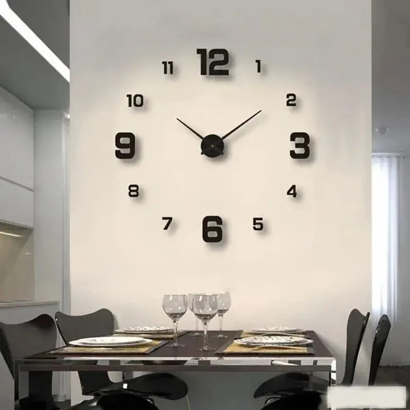 NONE Frameless DIY Wall Clock Wall Decal Living Room